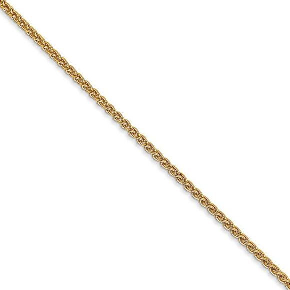 1.65mm 14k Yellow Gold Solid Wheat Chain Necklace 22 Inch